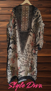 Radiant Organza Mirror Work Digital Print Suit